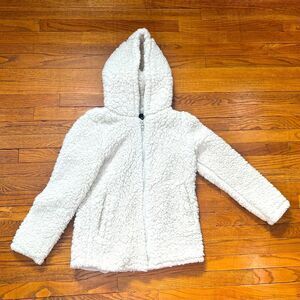 Madden Sherpa Fleece Zip Up Hoodie Jacket Women’s size Small White